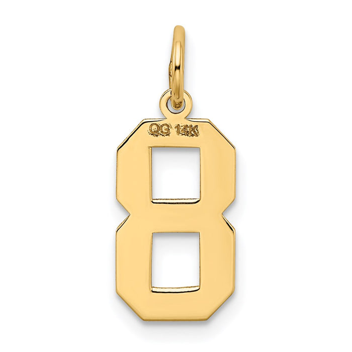 Million Charms 14K Yellow Gold Themed Medium Satin Number 8 Charm