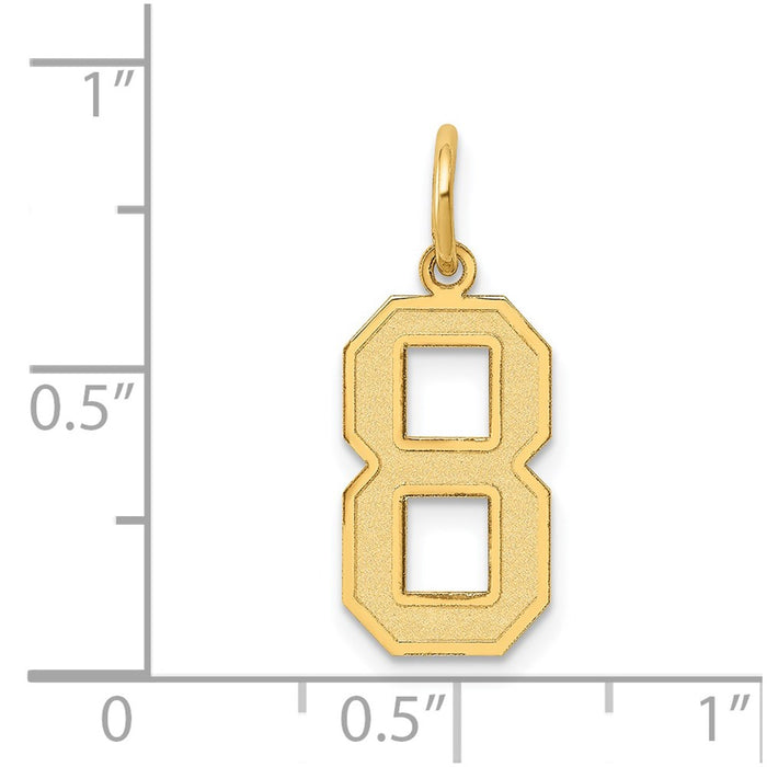 Million Charms 14K Yellow Gold Themed Medium Satin Number 8 Charm