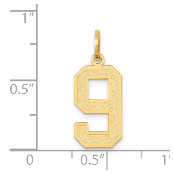 Million Charms 14K Yellow Gold Themed Medium Satin Number 9 Charm