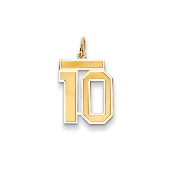 Million Charms 14K Yellow Gold Themed Medium Satin Number 10 Charm