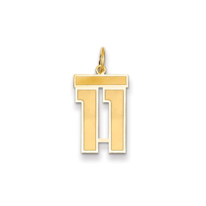 Million Charms 14K Yellow Gold Themed Medium Satin Number 11 Charm