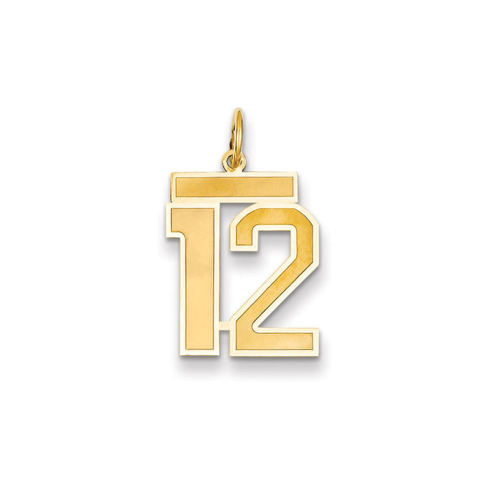 Million Charms 14K Yellow Gold Themed Medium Satin Number 12 Charm