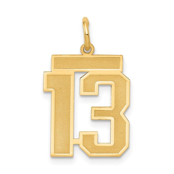 Million Charms 14K Yellow Gold Themed Medium Satin Number 13 Charm