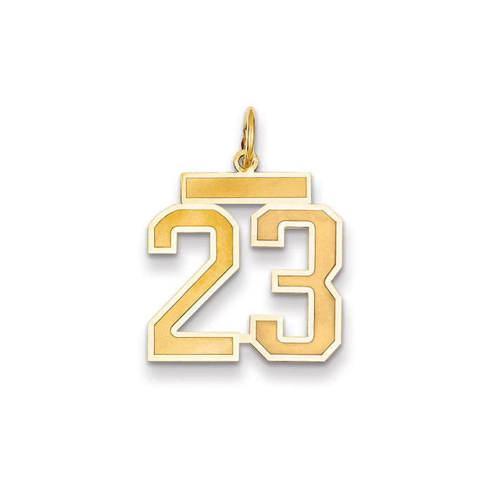 Million Charms 14K Yellow Gold Themed Medium Satin Number 23 Charm