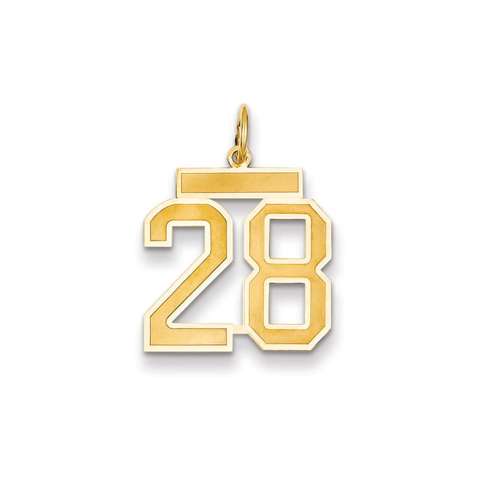 Million Charms 14K Yellow Gold Themed Medium Satin Number 28 Charm