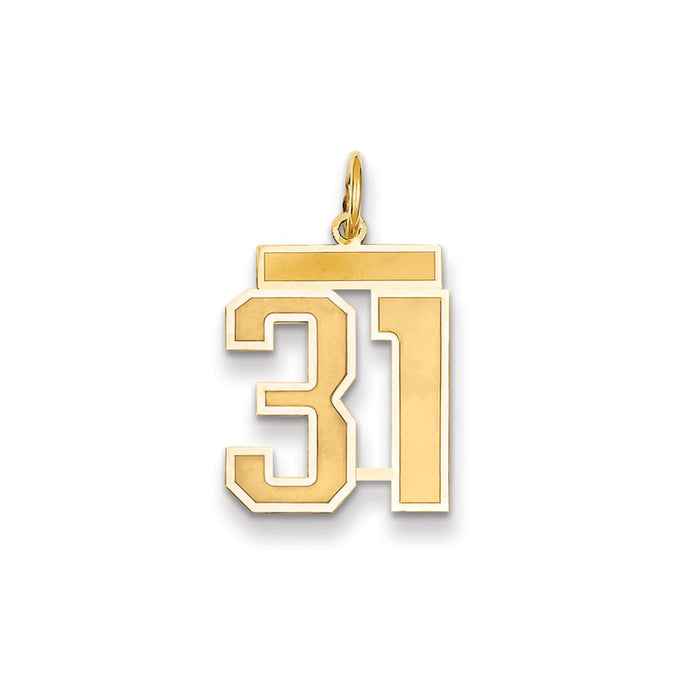 Million Charms 14K Yellow Gold Themed Medium Satin Number 31 Charm