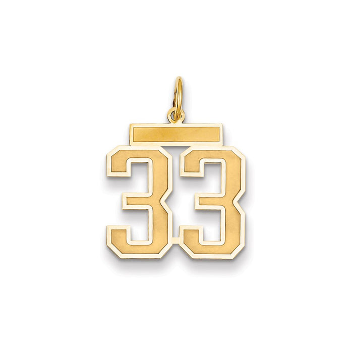 Million Charms 14K Yellow Gold Themed Medium Satin Number 33 Charm