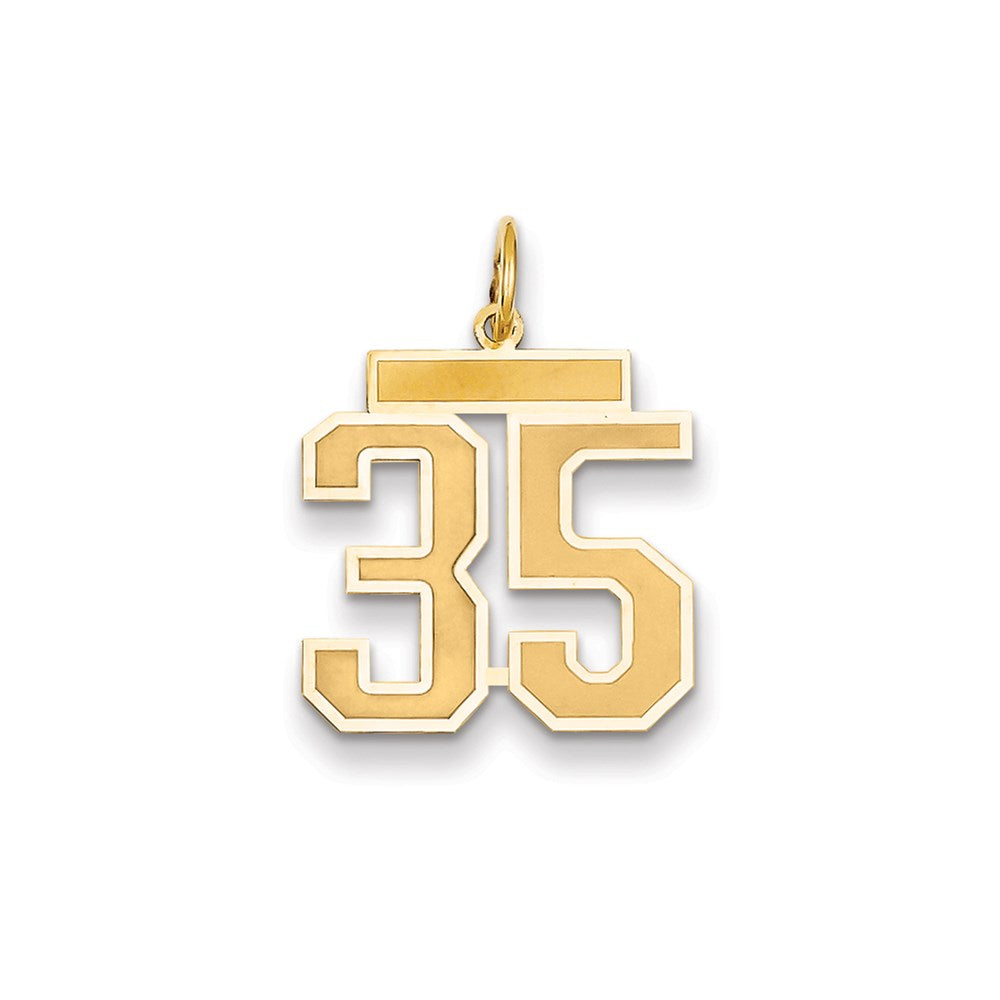 Million Charms 14K Yellow Gold Themed Medium Satin Number 35 Charm