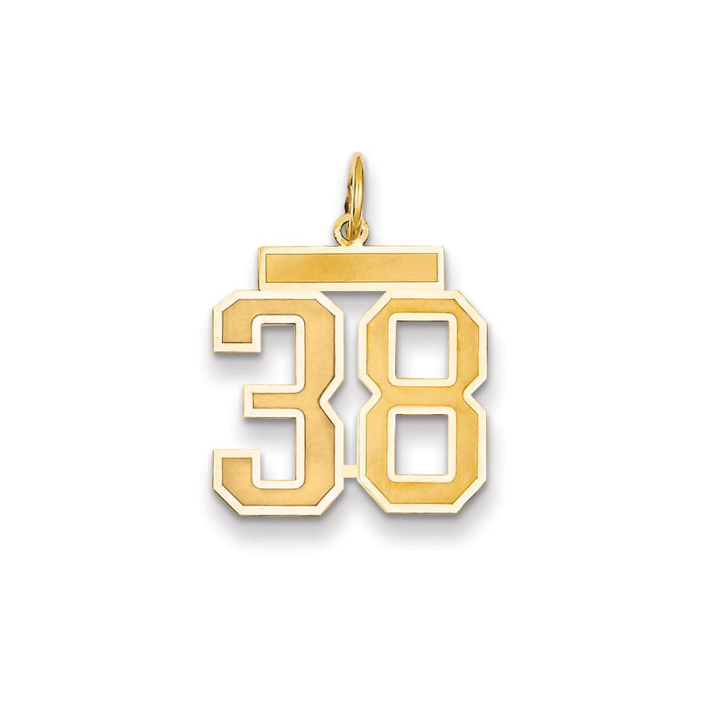 Million Charms 14K Yellow Gold Themed Medium Satin Number 38 Charm
