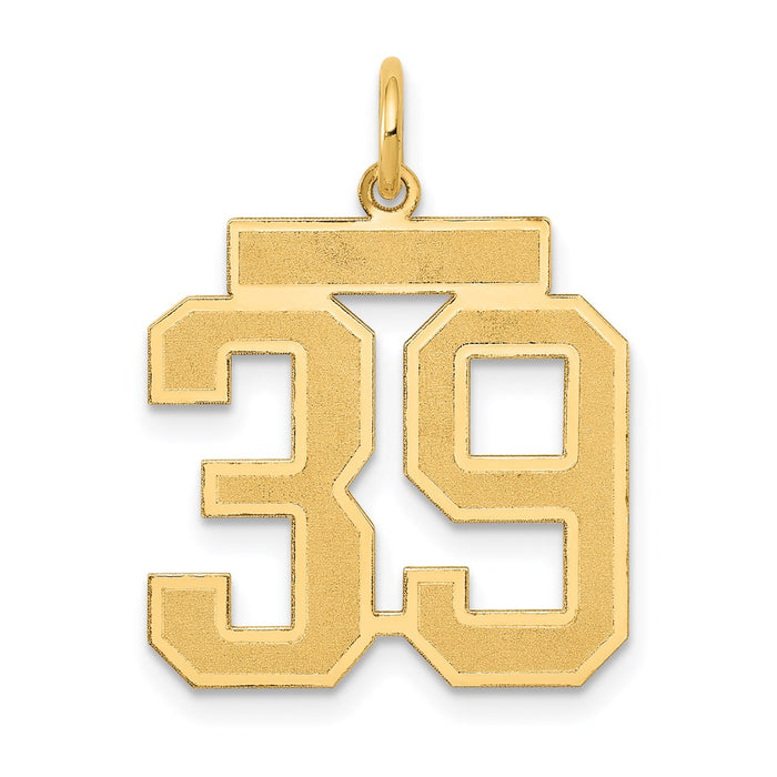 Million Charms 14K Yellow Gold Themed Medium Satin Number 39 Charm