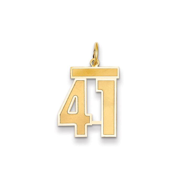 Million Charms 14K Yellow Gold Themed Medium Satin Number 41 Charm