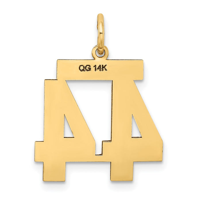 Million Charms 14K Yellow Gold Themed Medium Satin Number 44 Charm