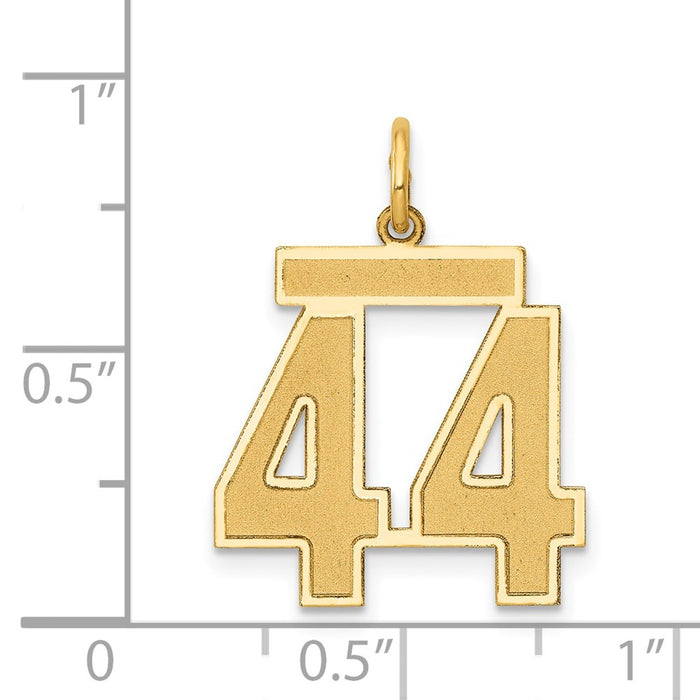 Million Charms 14K Yellow Gold Themed Medium Satin Number 44 Charm