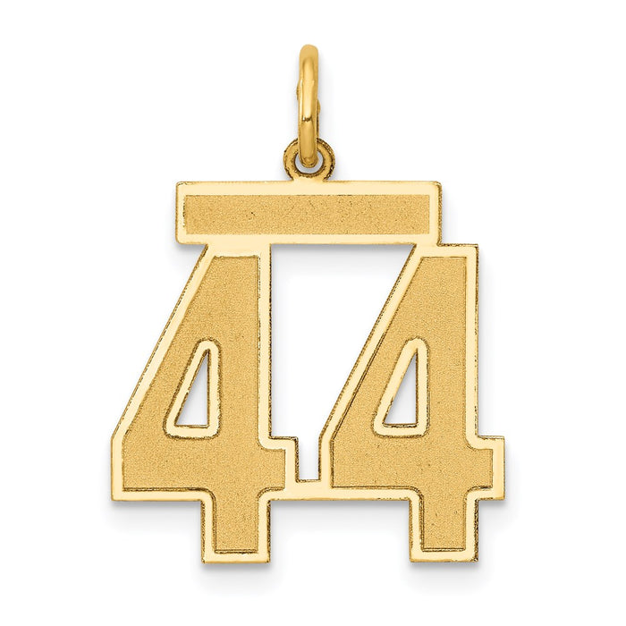 Million Charms 14K Yellow Gold Themed Medium Satin Number 44 Charm