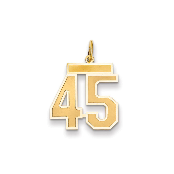 Million Charms 14K Yellow Gold Themed Medium Satin Number 45 Charm