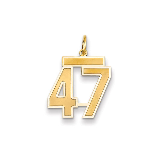 Million Charms 14K Yellow Gold Themed Medium Satin Number 47 Charm