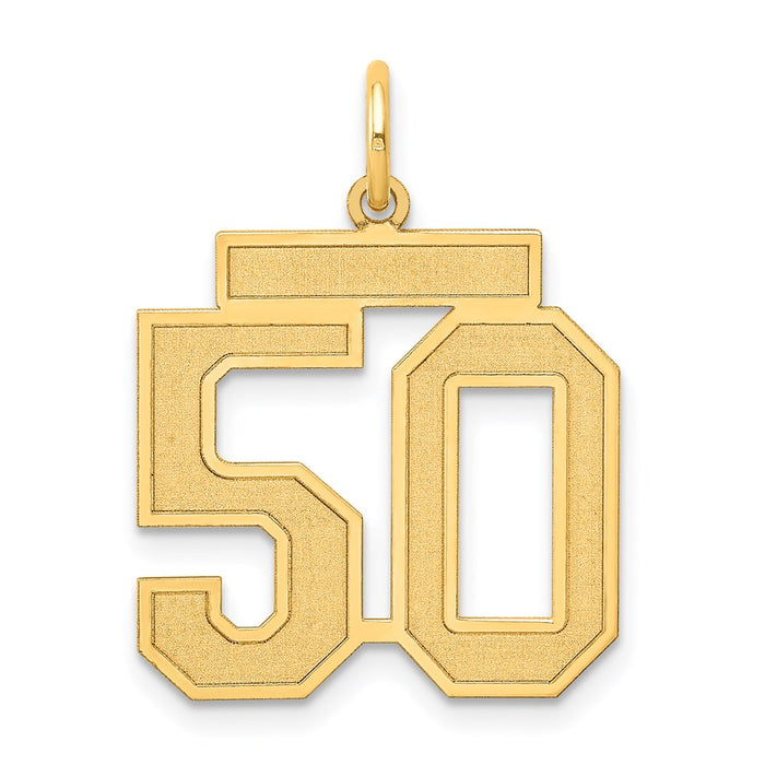 Million Charms 14K Yellow Gold Themed Medium Satin Number 50 Charm