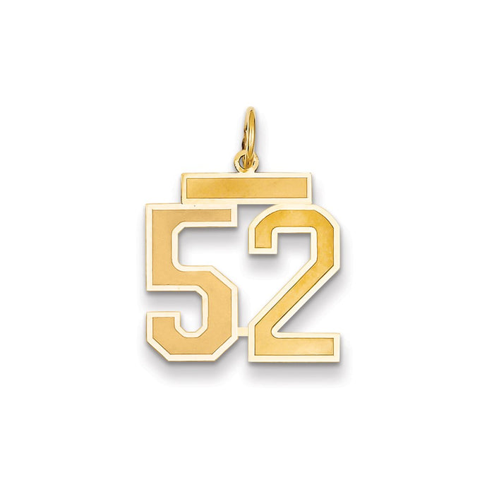 Million Charms 14K Yellow Gold Themed Medium Satin Number 52 Charm