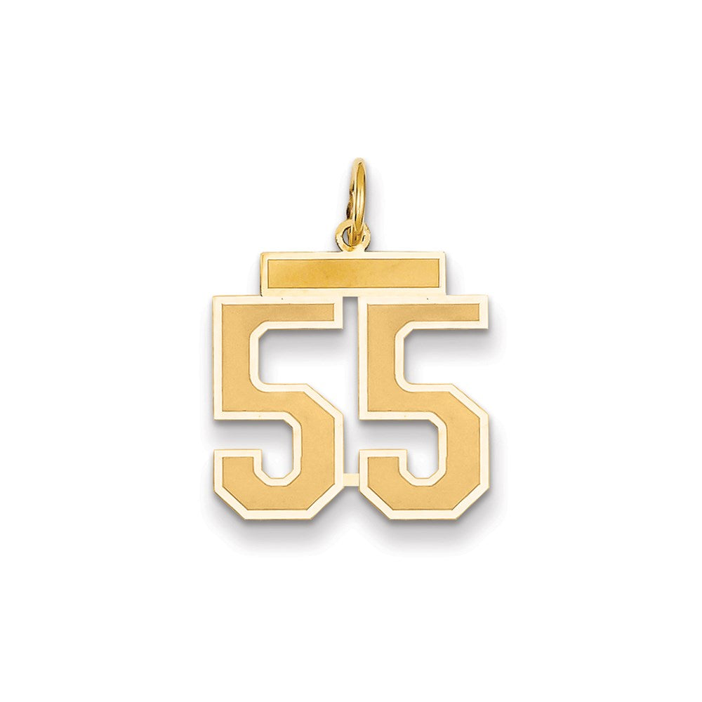 Million Charms 14K Yellow Gold Themed Medium Satin Number 55 Charm