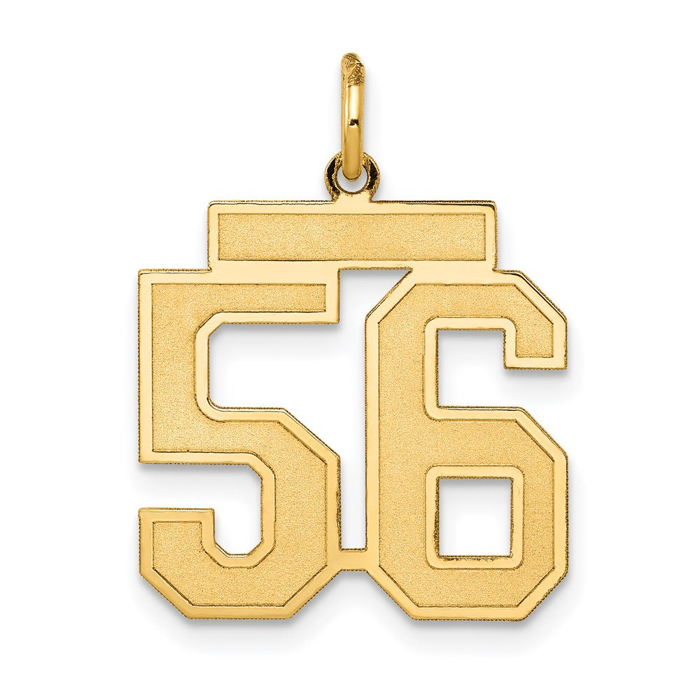 Million Charms 14K Yellow Gold Themed Medium Satin Number 56 Charm