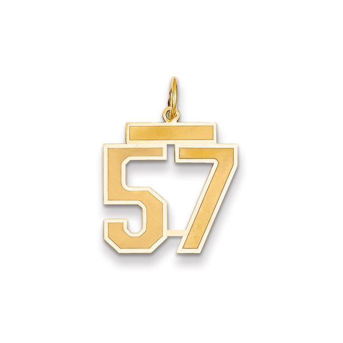 Million Charms 14K Yellow Gold Themed Medium Satin Number 57 Charm