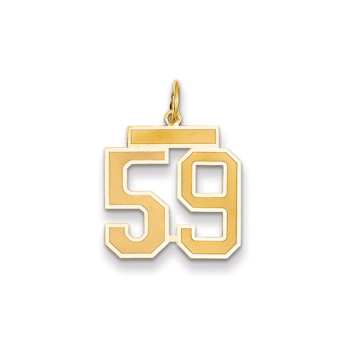 Million Charms 14K Yellow Gold Themed Medium Satin Number 59 Charm