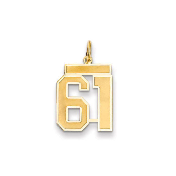 Million Charms 14K Yellow Gold Themed Medium Satin Number 61 Charm