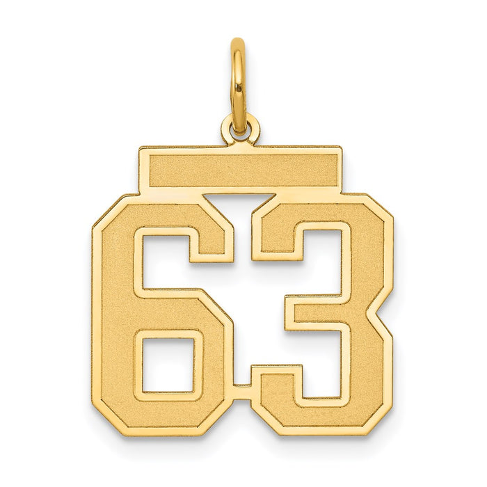 Million Charms 14K Yellow Gold Themed Medium Satin Number 63 Charm