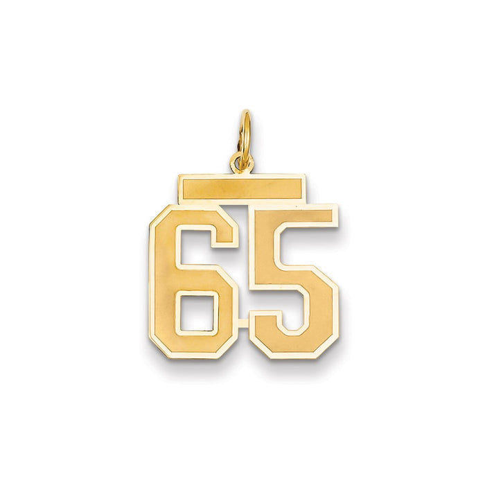 Million Charms 14K Yellow Gold Themed Medium Satin Number 65 Charm