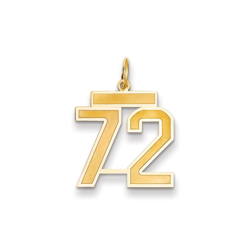 Million Charms 14K Yellow Gold Themed Medium Satin Number 72 Charm