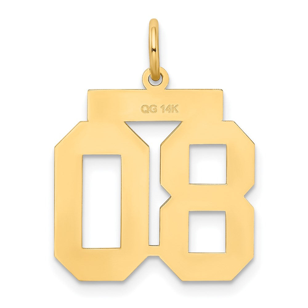 Million Charms 14K Yellow Gold Themed Medium Satin Number 80 Charm