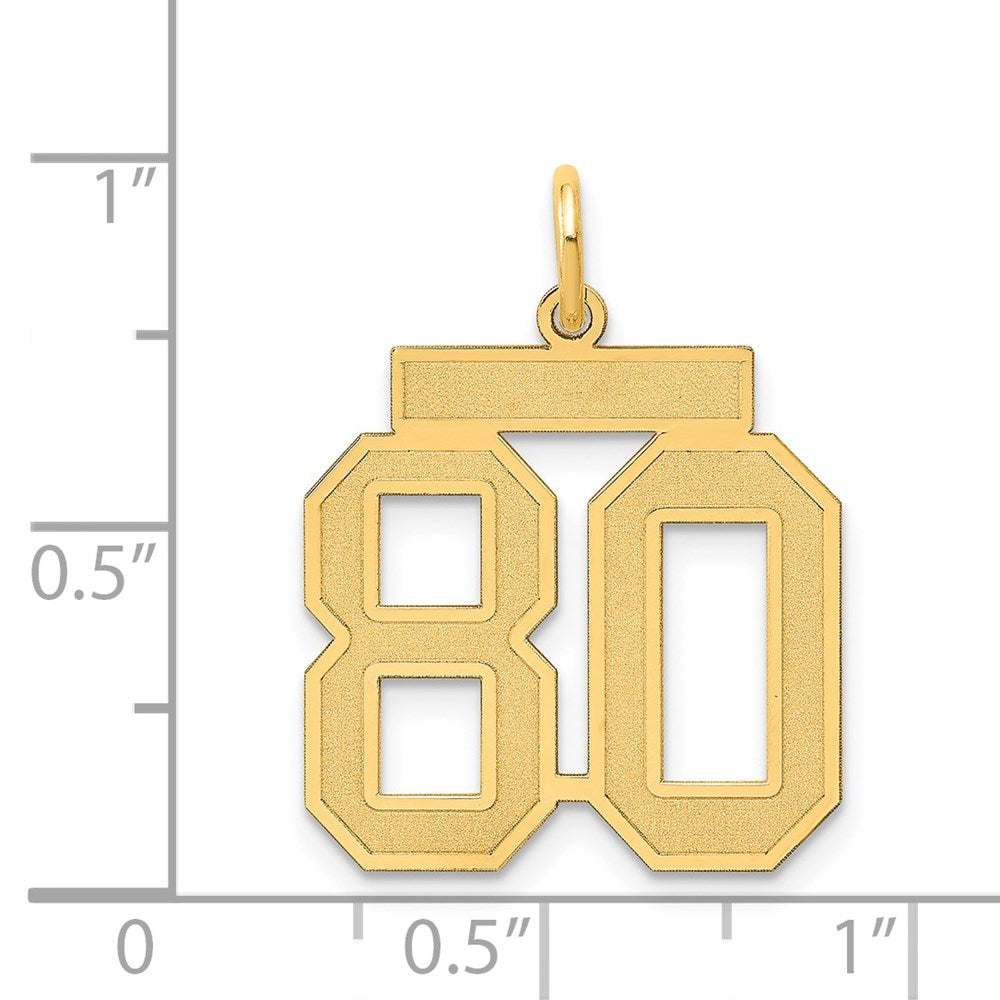 Million Charms 14K Yellow Gold Themed Medium Satin Number 80 Charm
