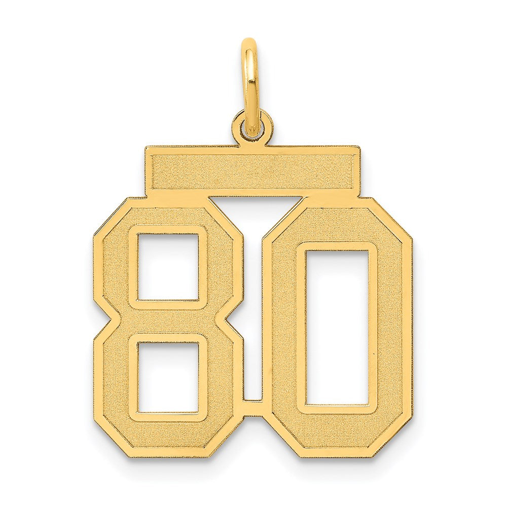 Million Charms 14K Yellow Gold Themed Medium Satin Number 80 Charm