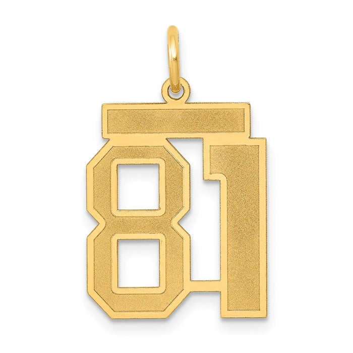 Million Charms 14K Yellow Gold Themed Medium Satin Number 81 Charm