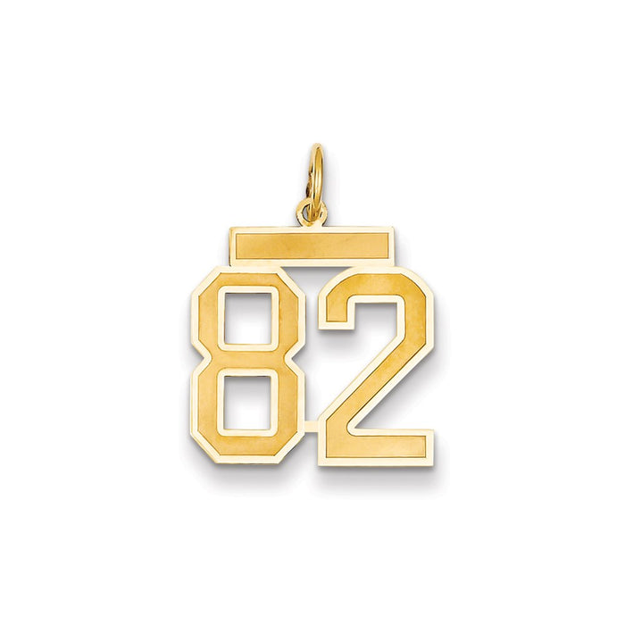 Million Charms 14K Yellow Gold Themed Medium Satin Number 82 Charm
