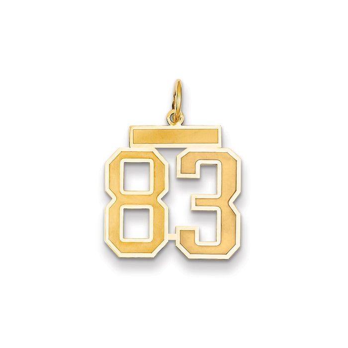 Million Charms 14K Yellow Gold Themed Medium Satin Number 83 Charm