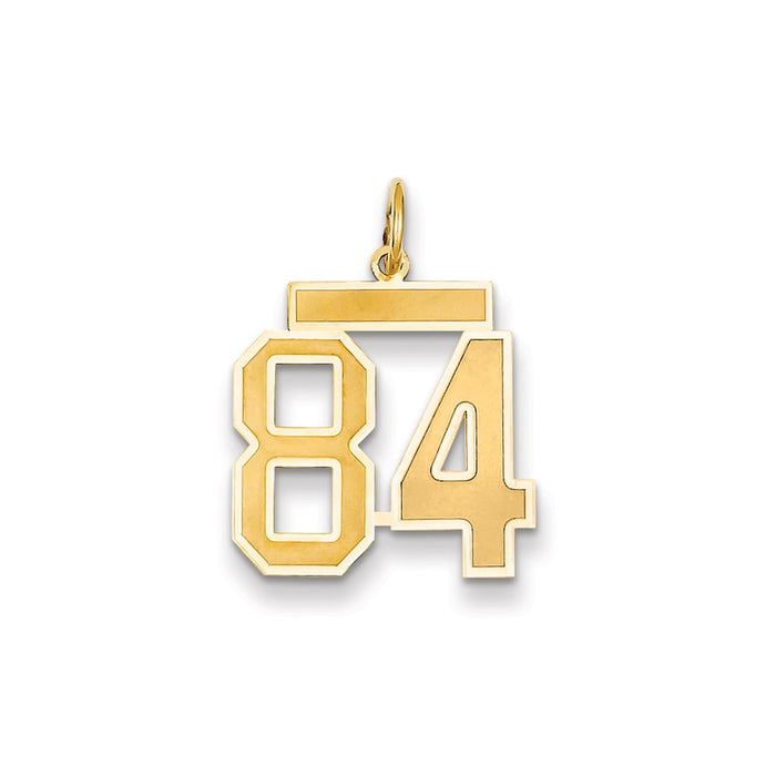 Million Charms 14K Yellow Gold Themed Medium Satin Number 84 Charm