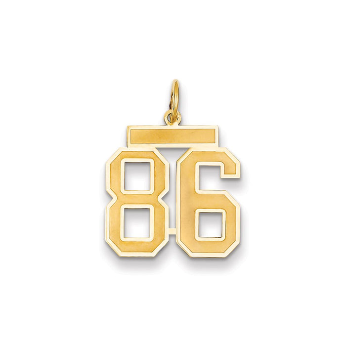 Million Charms 14K Yellow Gold Themed Medium Satin Number 86 Charm