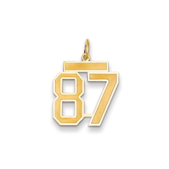 Million Charms 14K Yellow Gold Themed Medium Satin Number 87 Charm