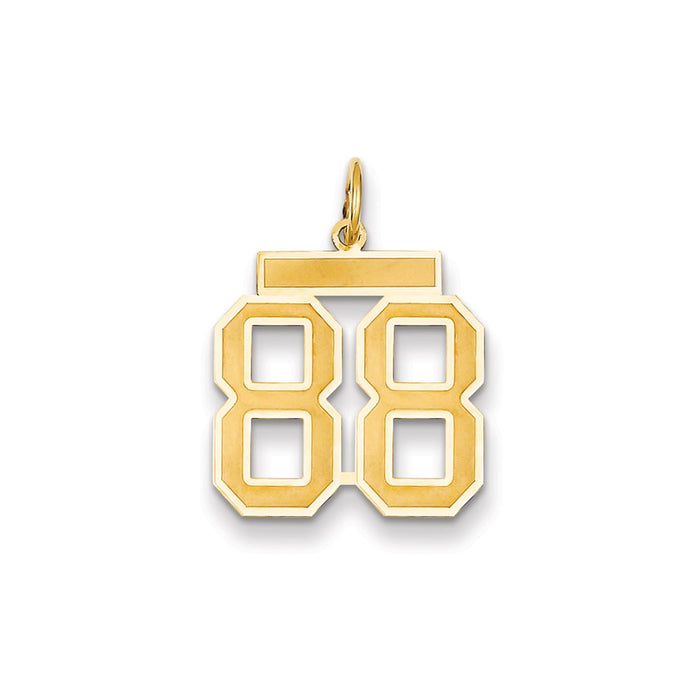 Million Charms 14K Yellow Gold Themed Medium Satin Number 88 Charm
