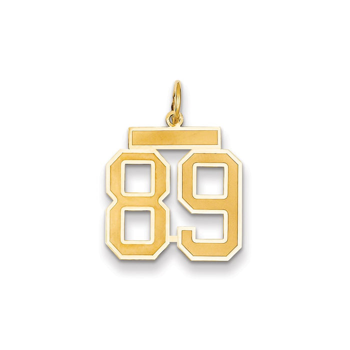 Million Charms 14K Yellow Gold Themed Medium Satin Number 89 Charm