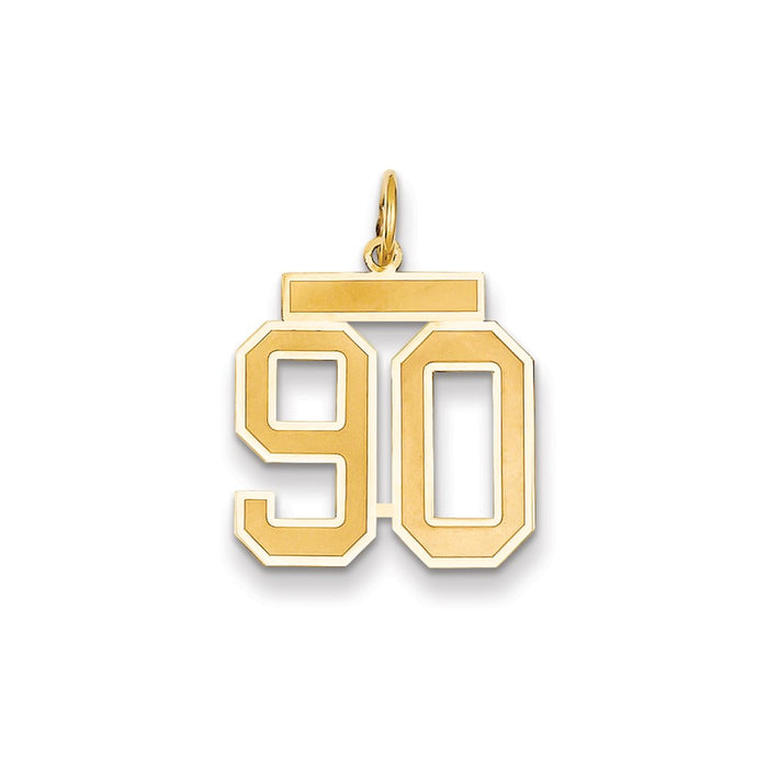 Million Charms 14K Yellow Gold Themed Medium Satin Number 90 Charm