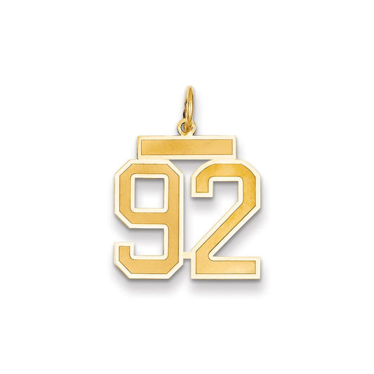 Million Charms 14K Yellow Gold Themed Medium Satin Number 92 Charm