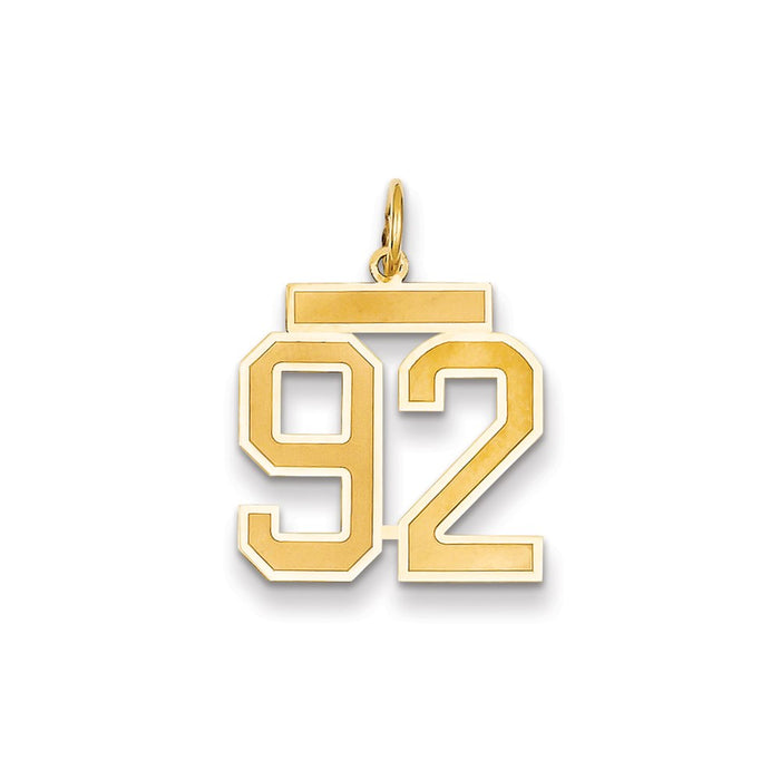 Million Charms 14K Yellow Gold Themed Medium Satin Number 92 Charm