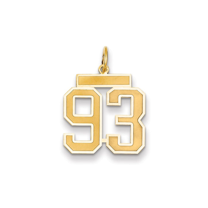 Million Charms 14K Yellow Gold Themed Medium Satin Number 93 Charm