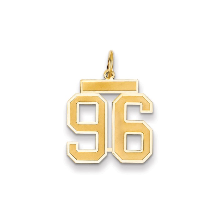 Million Charms 14K Yellow Gold Themed Medium Satin Number 96 Charm