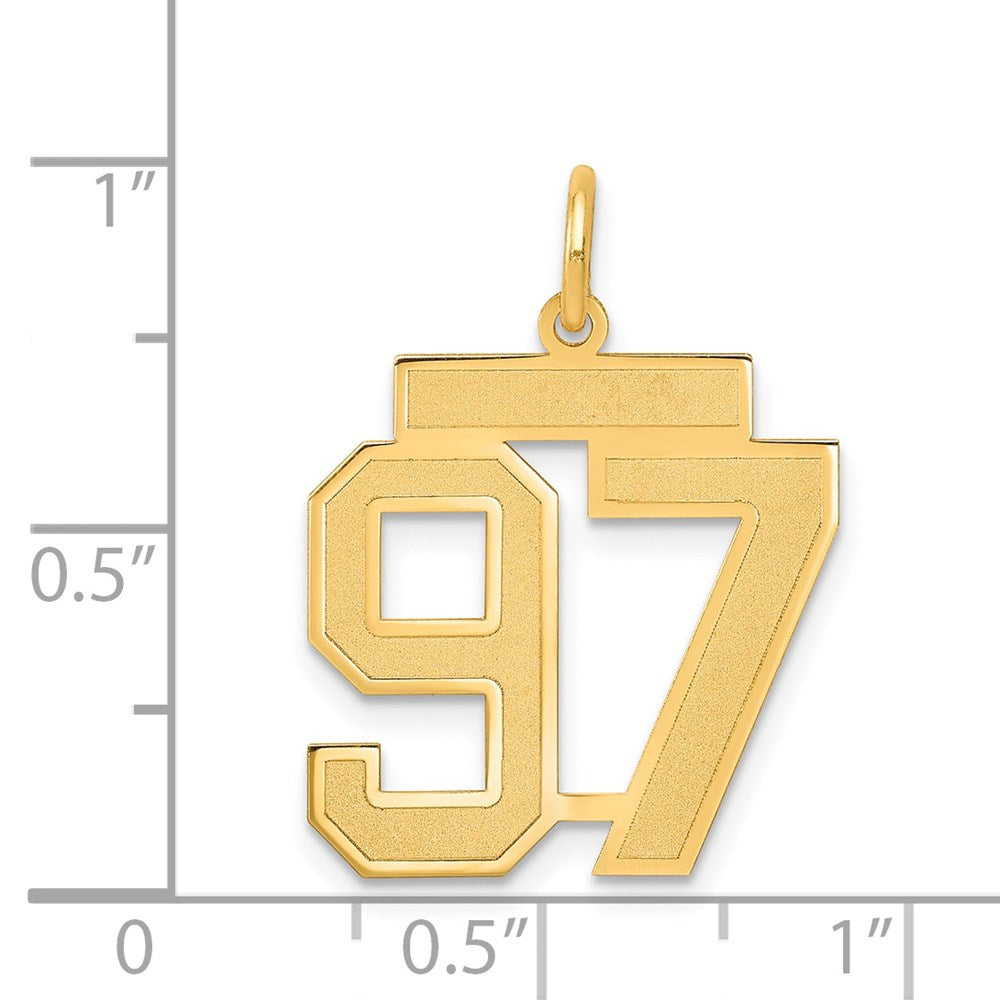 Million Charms 14K Yellow Gold Themed Medium Satin Number 97 Charm