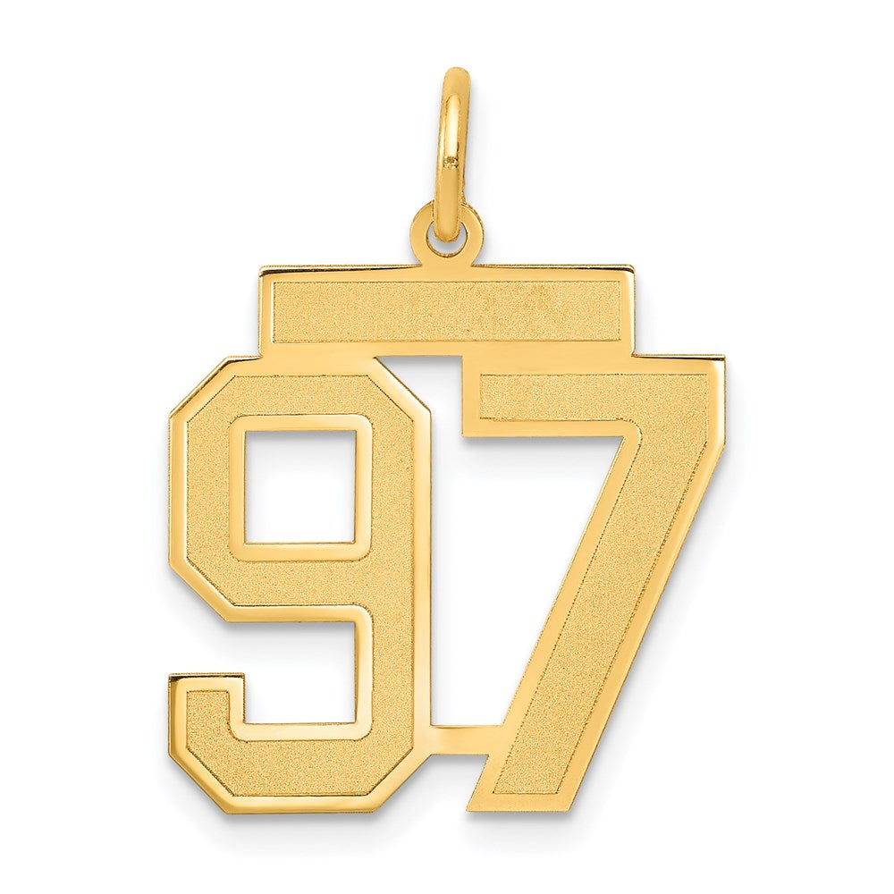 Million Charms 14K Yellow Gold Themed Medium Satin Number 97 Charm