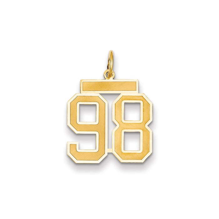 Million Charms 14K Yellow Gold Themed Medium Satin Number 98 Charm