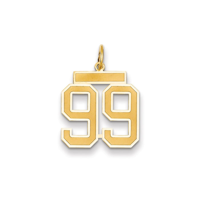 Million Charms 14K Yellow Gold Themed Medium Satin Number 99 Charm